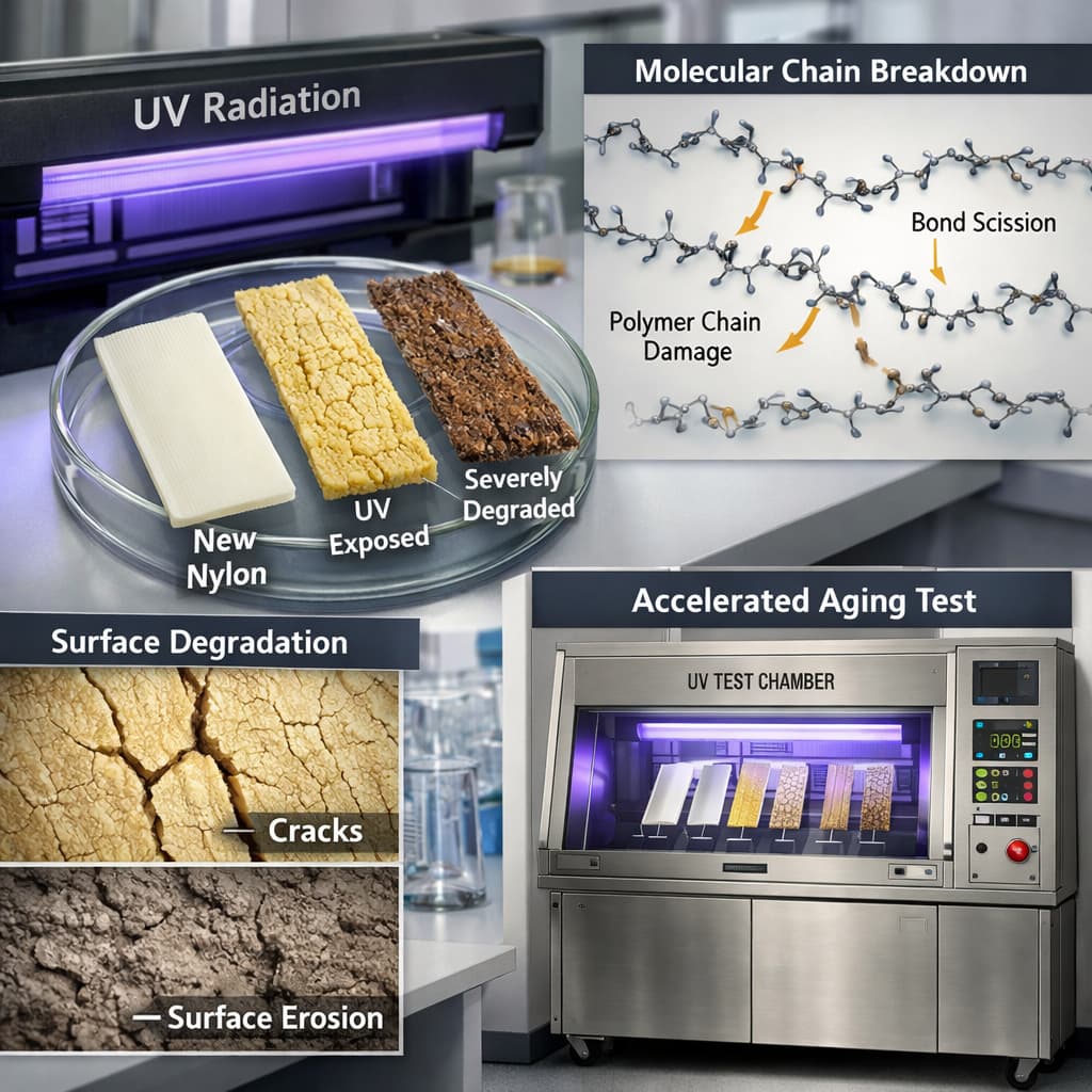 Испытания на устойчивость к атмосферным воздействиям и модель старения нейлоновых материалов под воздействием УФ-излучения: как прогнозировать срок службы при эксплуатации на открытом воздухе?