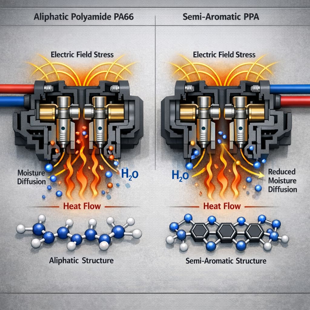 Почему PA66 выходит из строя чаще, чем PPA, в некоторых высокотемпературных электрических средах? Раздел 2