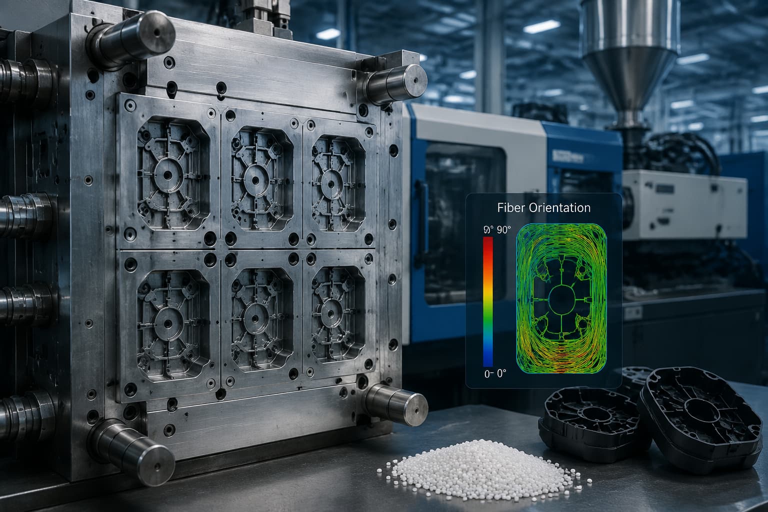 Demonstrating the differences in flow and cooling of nylon materials in a multi-cavity mold